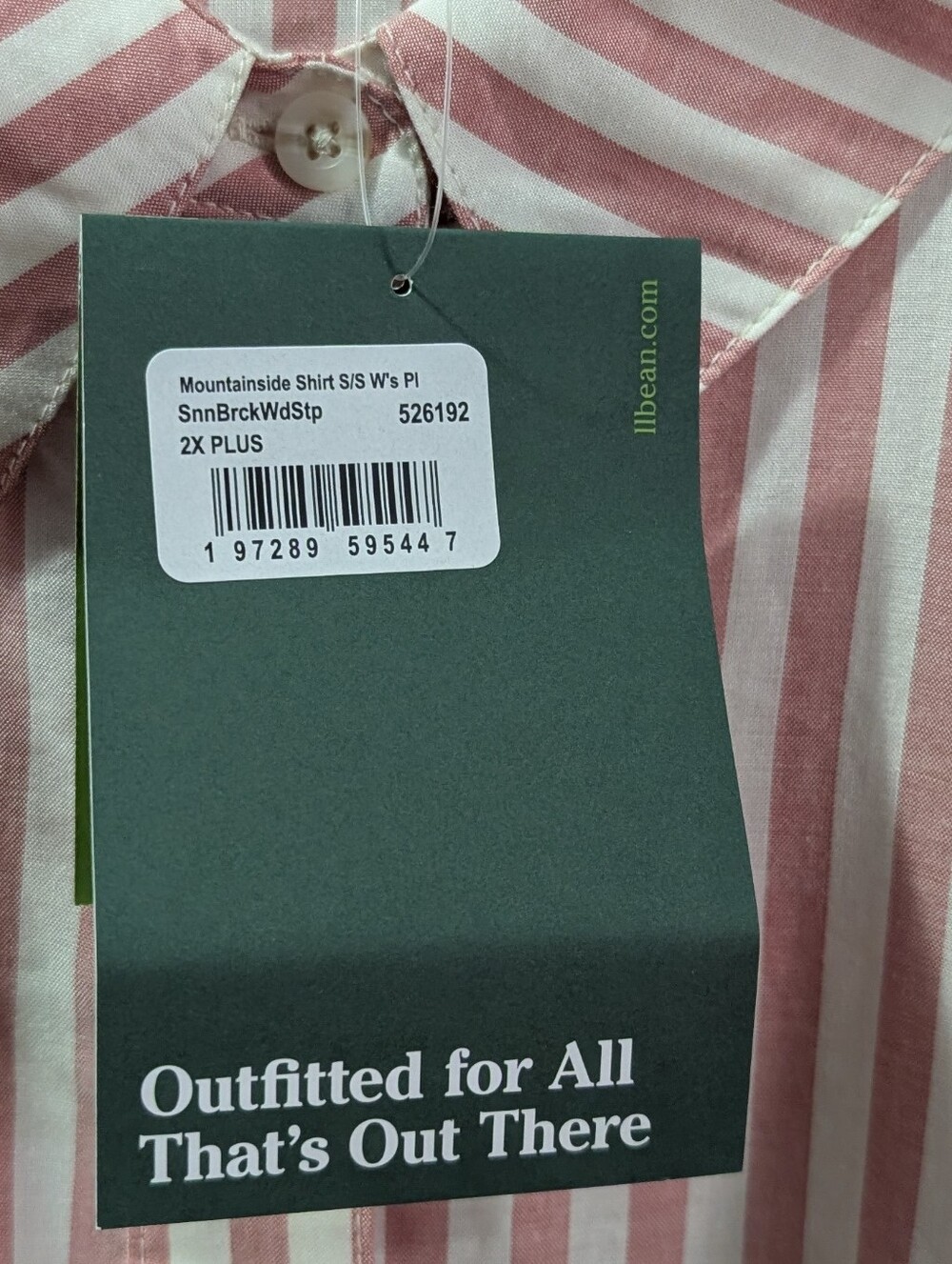 NEW L.L. Bean Women’s Pink and White Stripe Button-Up Short Sleeve Shirt 2x *R25 - Picture 6 of 10